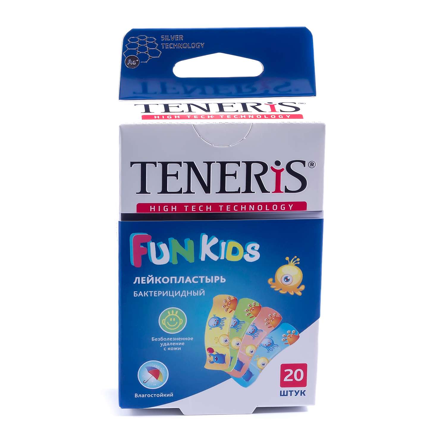 Лейкопластырь TENERIS Fun Kids бактерицидный с рисунками 20шт - фото 1