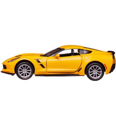 Машина металлическая Uni-Fortune Chevrolet Corvette Grand Sport желтый матовый цвет двери открываются