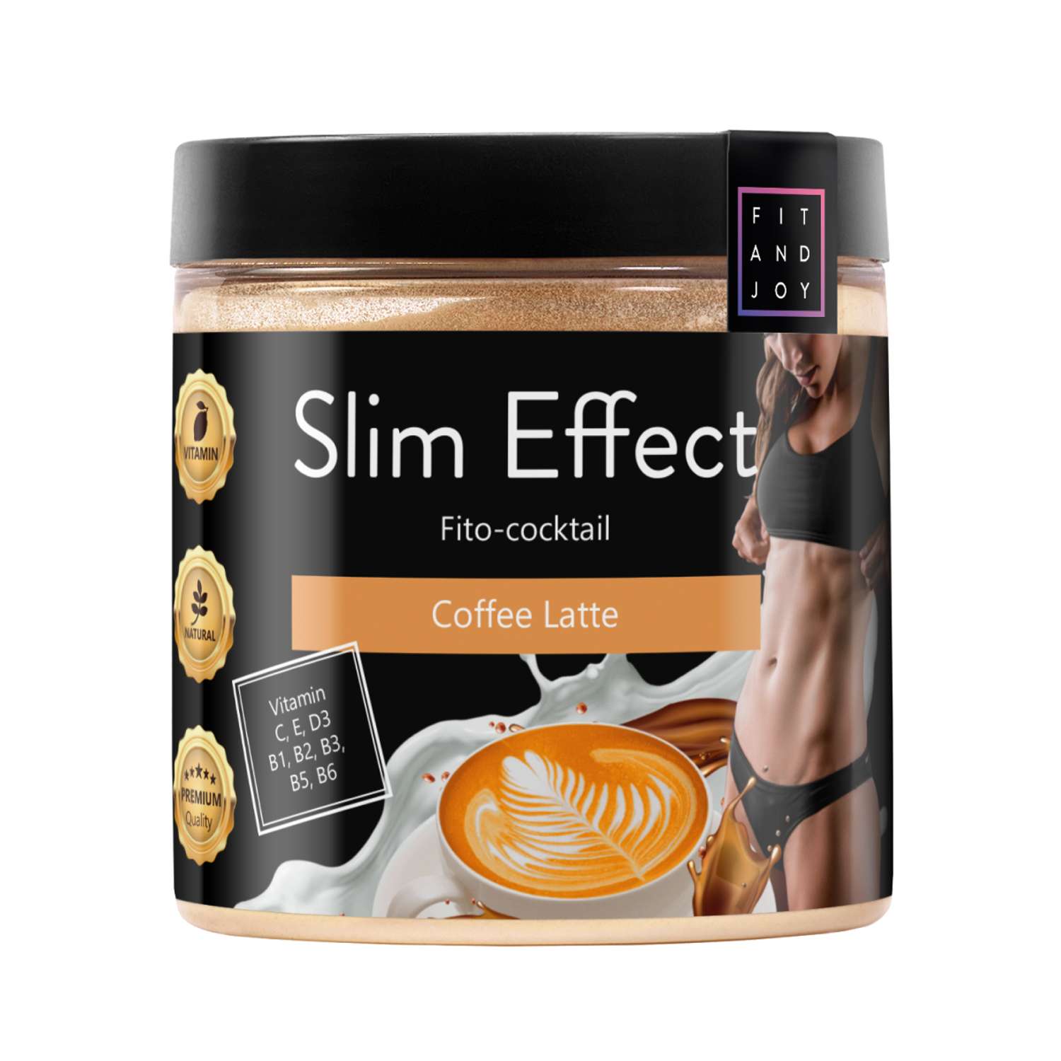 Фитококтейль FIT AND JOY Slim Effect Кофе латте для снижения веса 90 г - фото 1