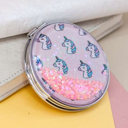 Зеркало карманное iLikeGift Our design unicorn head pink с увеличением