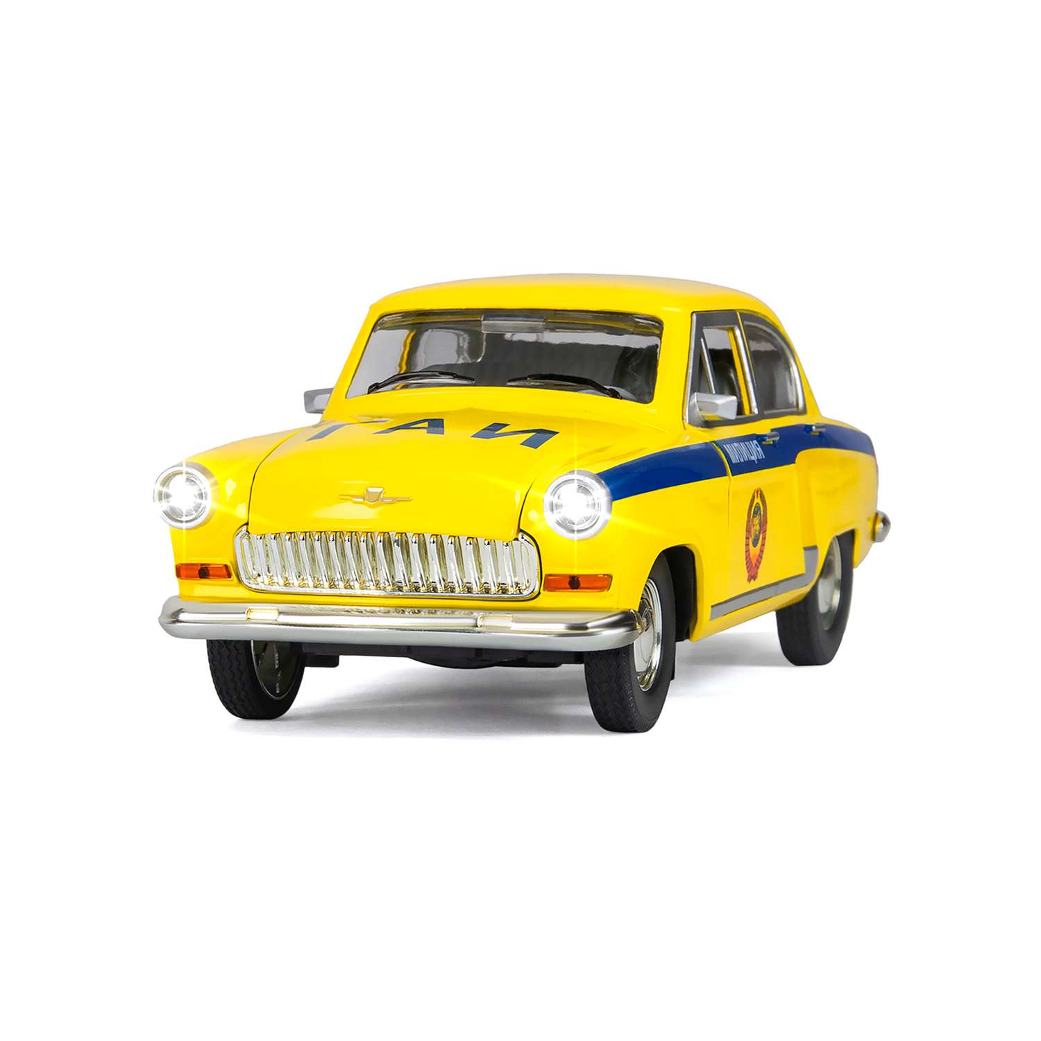Машинка металлическая АВТОпанорама игрушка детская 1:24 Волга ГАЗ-21 ГАИ желтый инерционная JB1200145 - фото 9