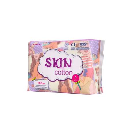 Женские ночные прокладки SKIN COTTON MAX 6 шт