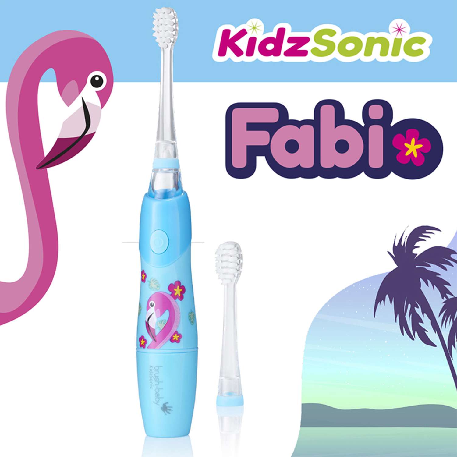 Зубная щетка электрическая Brush-Baby KidzSonic звуковая Фламинго от 3 лет - фото 2