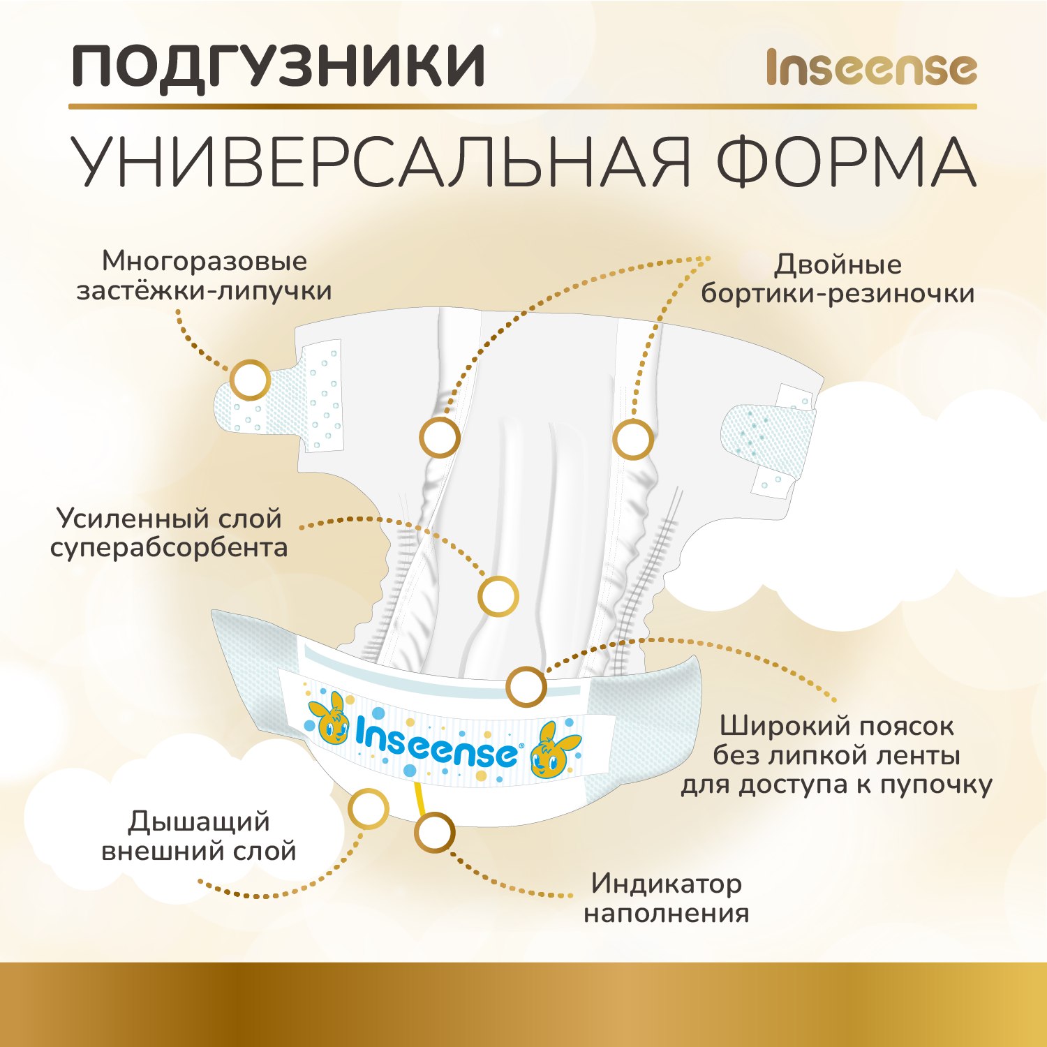 Подгузники INSEENSE на липучках размер NB 0-5 кг 27 шт - фото 4