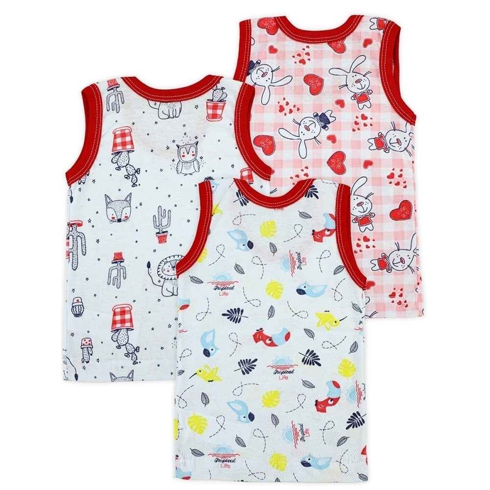 Майка 3 шт Babycollection 452/mkb000/sph/k3/004/p1/W*dбелый красный - фото 2