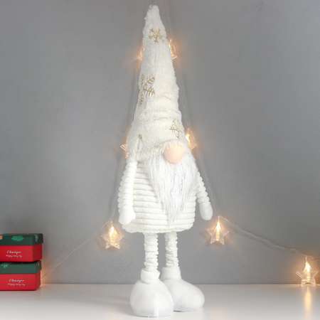Кукла интерьерная Зимнее волшебство «Дед Мороз в белом колпаке с золотом» раздвижной 80х22х14 см
