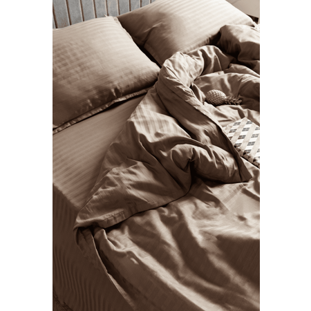 Комплект постельного белья LELIT 2-х спальный 100% страйп-сатин 145гр/м2 песочный