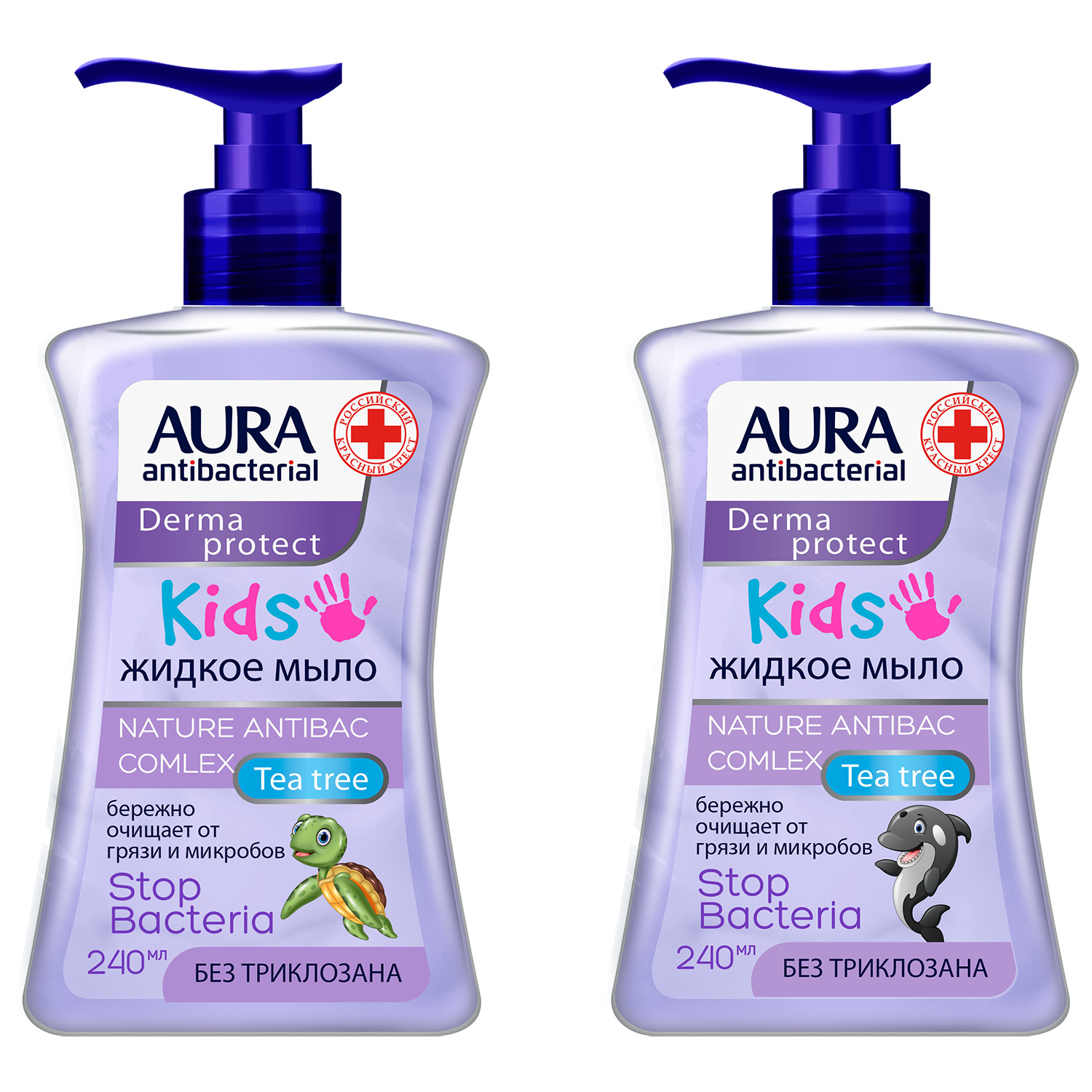 Крем-мыло AURA Antibacterial Kids Derma protect в ассортименте 250мл - фото 1