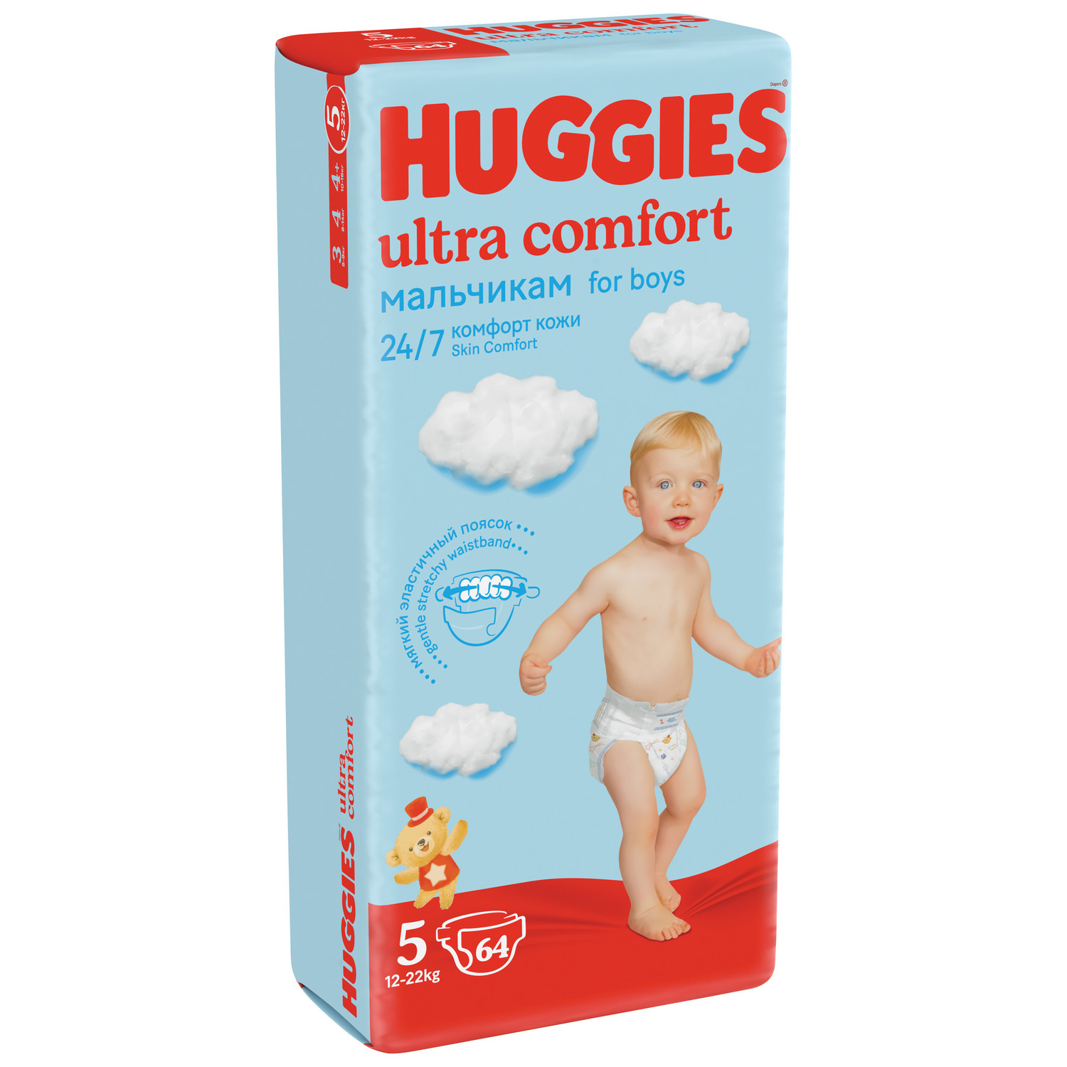 Подгузники Huggies Ultra Comfort 5 (12-22 кг) для мальчиков 64 шт