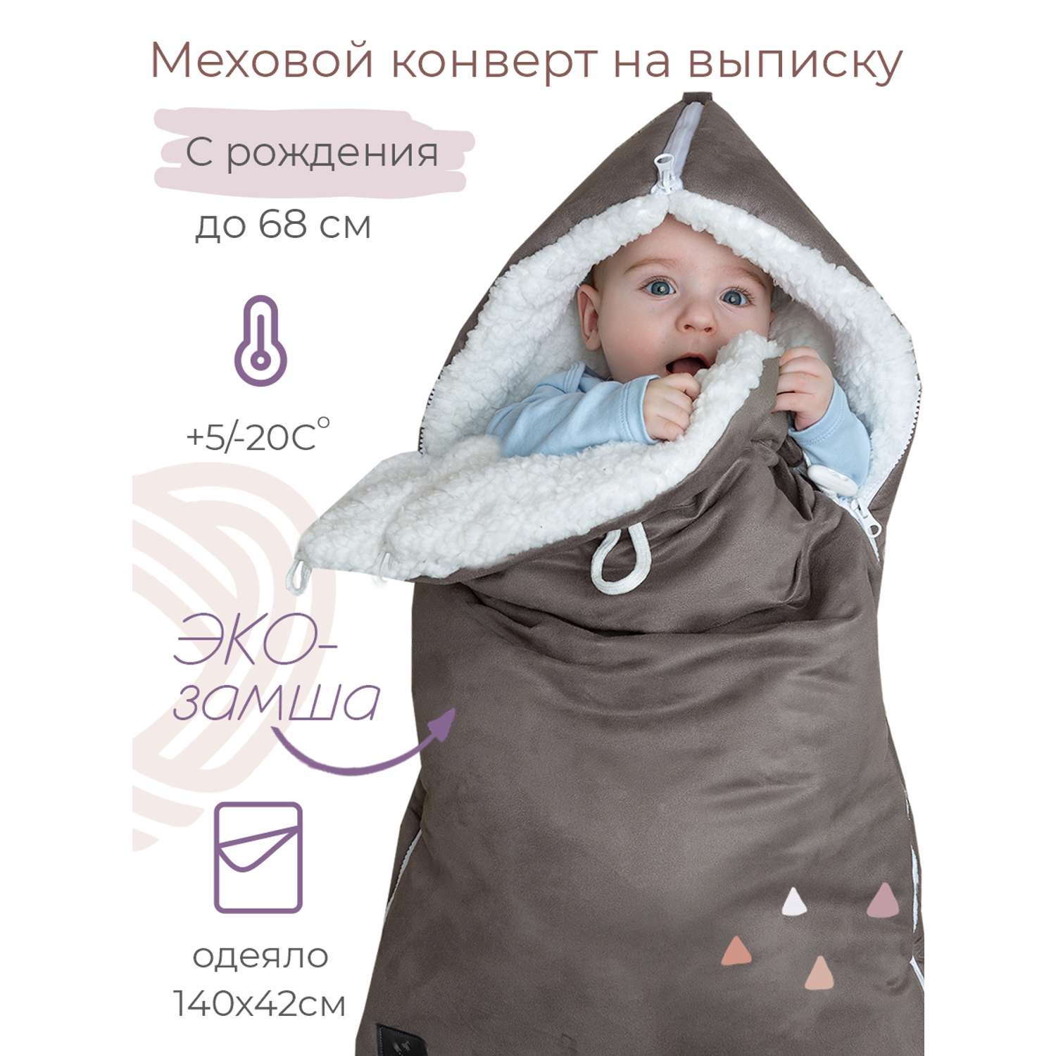 Конверт на выписку inlovery для новорожденного Нордик/серый - фото 1