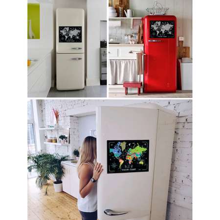 Скретч карта мира Правила Успеха магнитная на холодильник со стирающимся слоем Путешествуй-Познавай в тубусе
