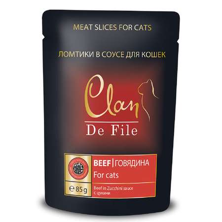 Корм для кошек Clan De File с говядиной с цукини в соусе консервированный 85г