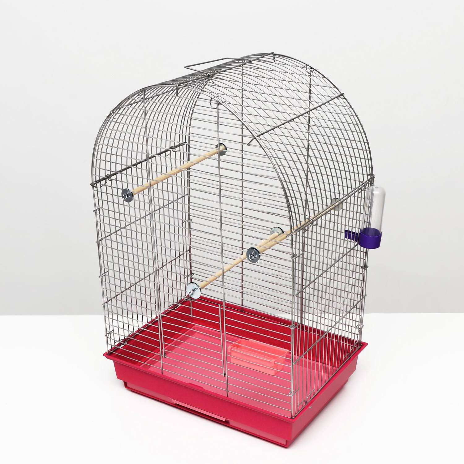 Клетка для птиц Пижон хром укомплектованная 41х30х65 см рубиновая - фото 14
