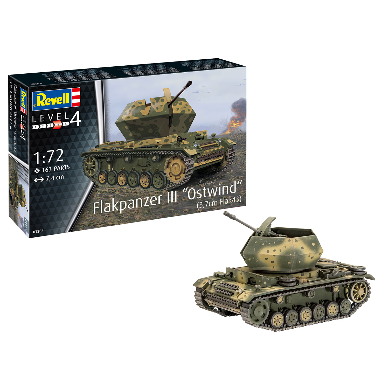 Сборная модель Revell Самоходная артиллерийская установка Flakpanzer III Ostwind 03286 - фото 2