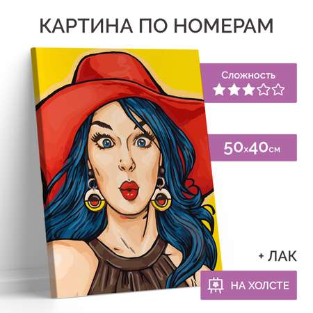 Картина по номерам LORI(колорит) Девушка в красной шляпке