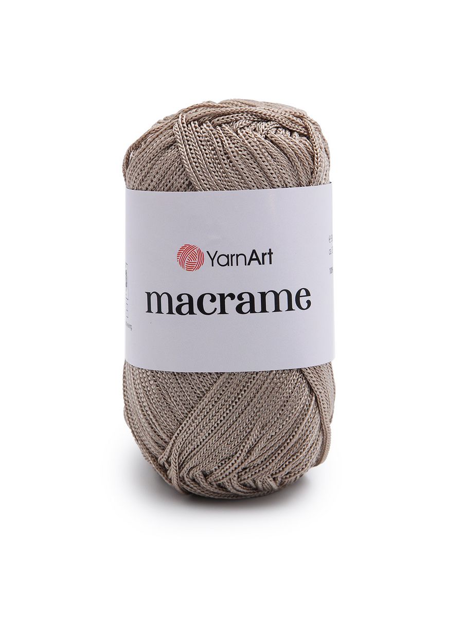 Пряжа YarnArt Macrame прочная в виде шнура полиэстер 90 г 130 м 156 суровый 6 мотков - фото 6