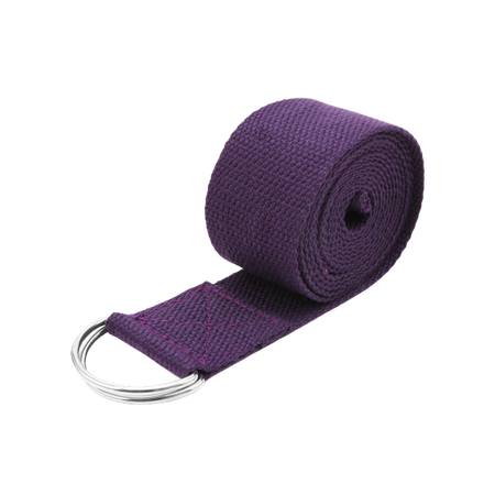 Тренировочный ремень Beroma хлопковый для йоги и растяжки 180х3.8 см фиолетовый