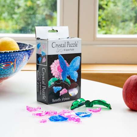 3D-пазл Crystal Puzzle IQ игра для детей кристальная Бабочка голубая 38 деталей