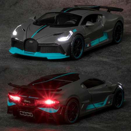 Коллекционная машинка WiMI металлическая гоночная инерционная серая Bugatti Original DIVO