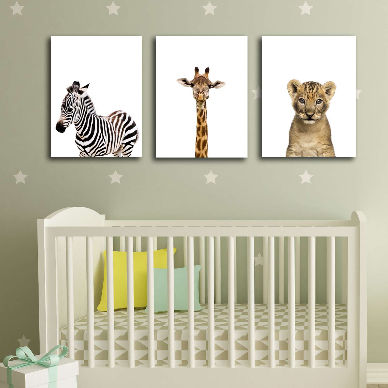 Комплект картин на холсте LOFTime Жираф зебра львенок 30*40 - фото 3