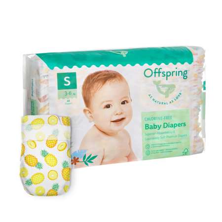 Подгузники Offspring S 3-6 кг 48 шт расцветка Ананасы