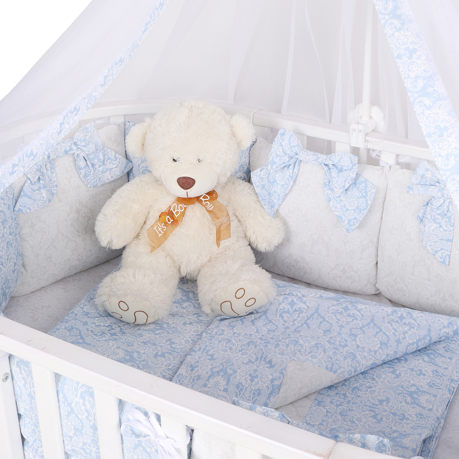 Комплект постельного белья Amarobaby Элит Premium 7предметов Голубой - фото 13