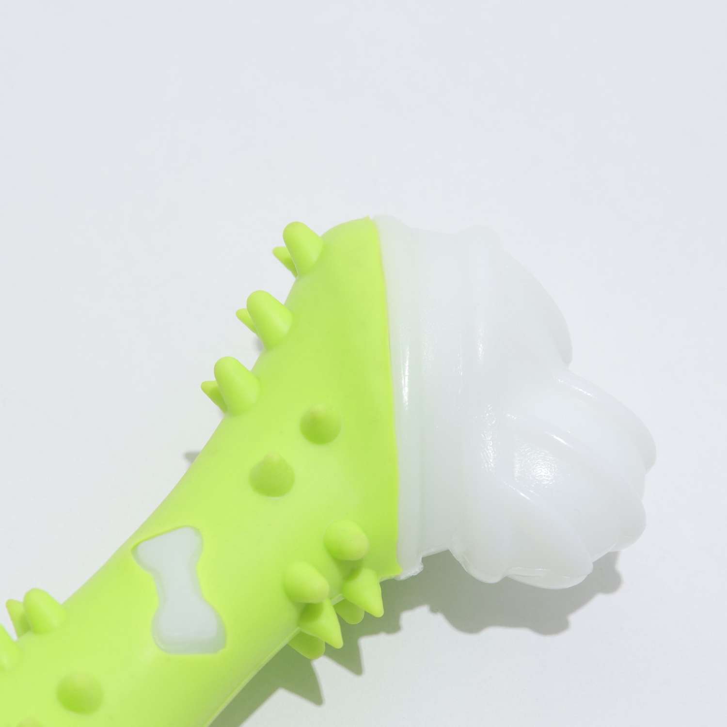Игрушка Пижон двухслойная твердый и мягкий пластик «Кость» 12 см зелёная - фото 4