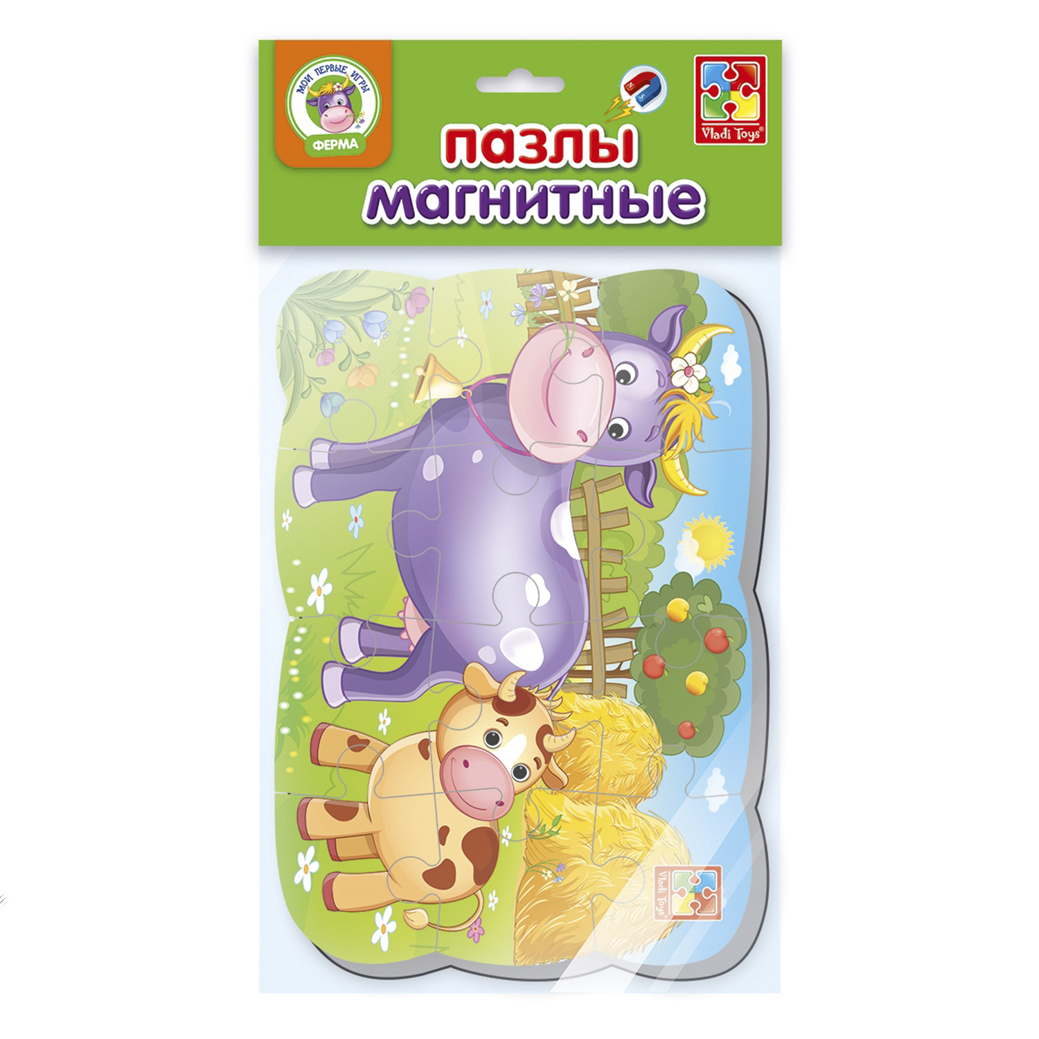 Пазл Vladi Toys магнитный Коровка 12 элементов - фото 3