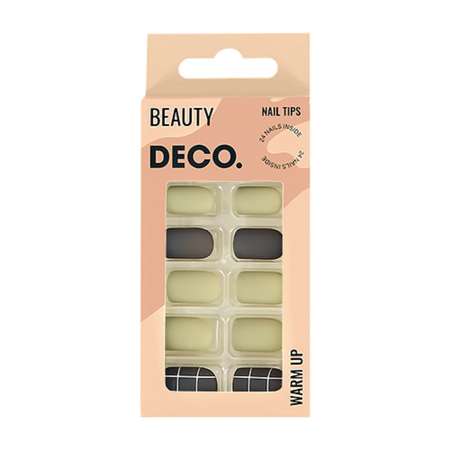 Накладные ногти DECO. Warm up olive 24 шт + клеевые стикеры 24 шт