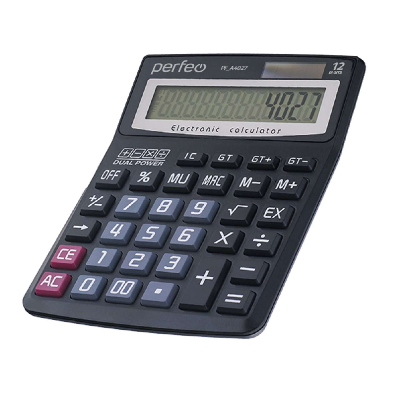 Калькулятор Perfeo PF A4027 бухгалтерский 12-разр. GT черный - фото 1