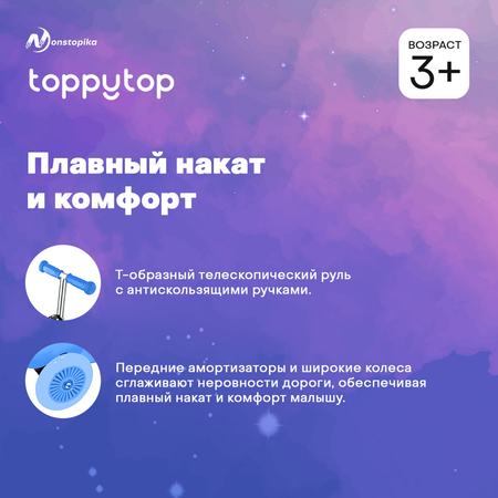 Самокат ZDK трехколесный детский Nonstopika Toppytop