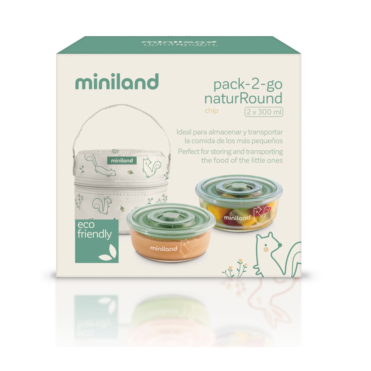 Термосумка Miniland Pack 2 Go Naturround с двумя контейнерами бурундук - фото 3