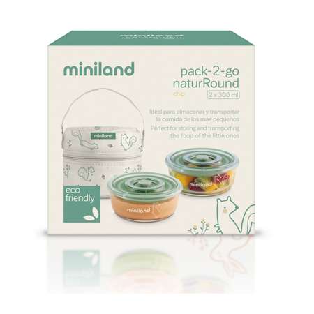 Термосумка Miniland Pack 2 Go Naturround с двумя контейнерами бурундук