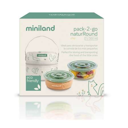 Термосумка Miniland Pack 2 Go Naturround с двумя контейнерами бурундук