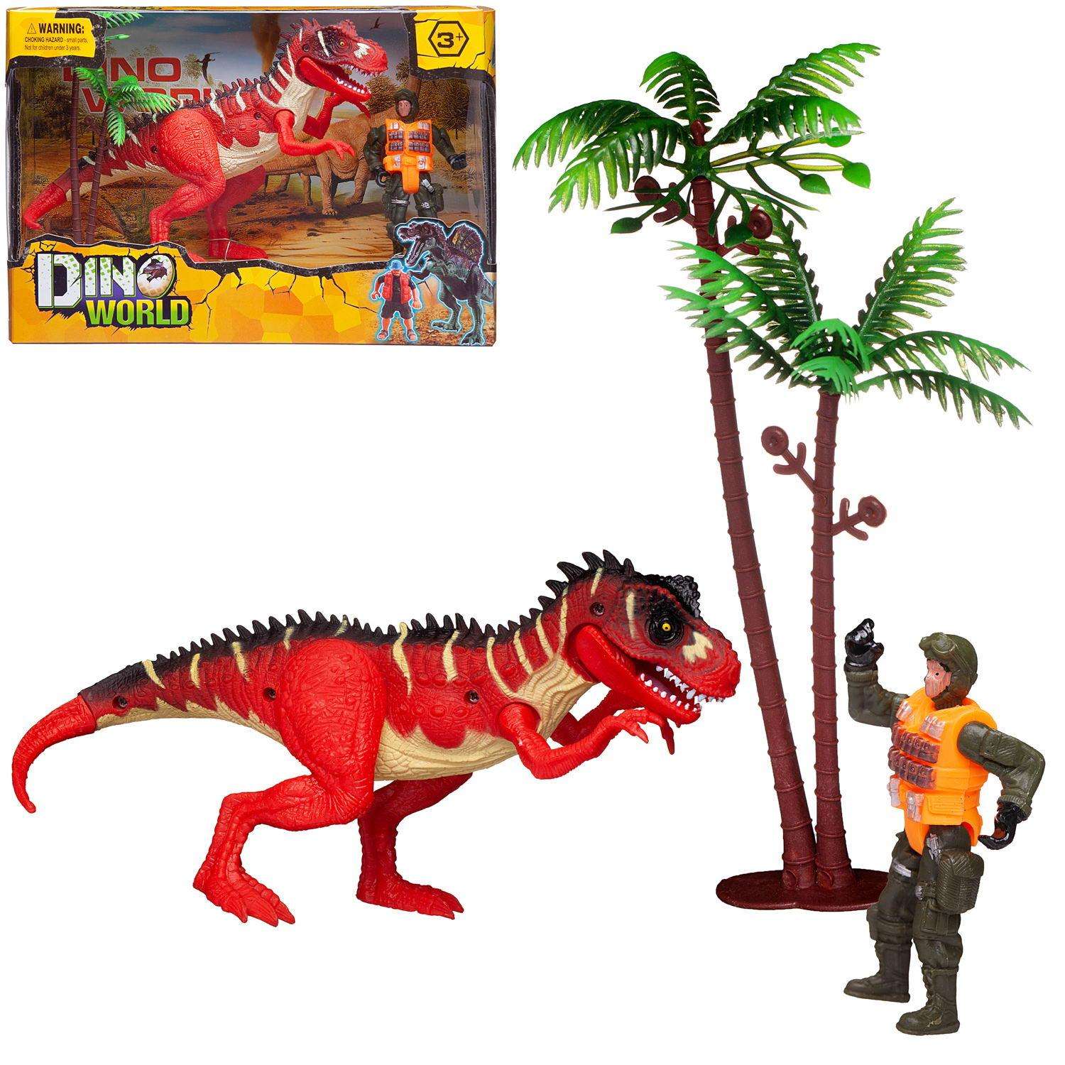 Игровой набор Junfa Мир динозавров 1 большой и фигурка человека с аксессуарами - фото 3