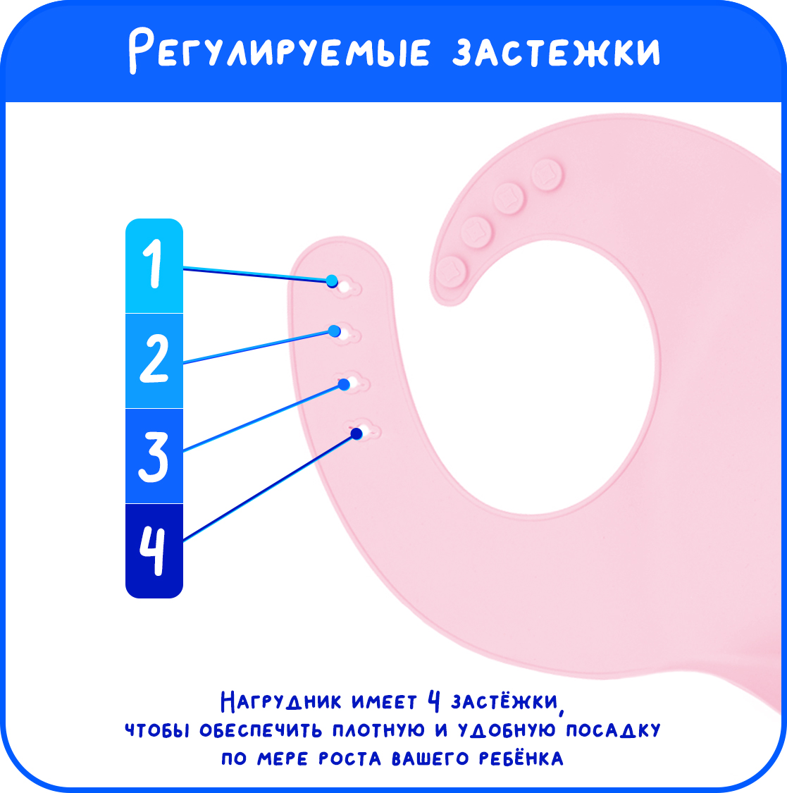 Детский силиконовый нагрудник MIKMEL для кормления мягкий с карманом и застежкой Pink - фото 6