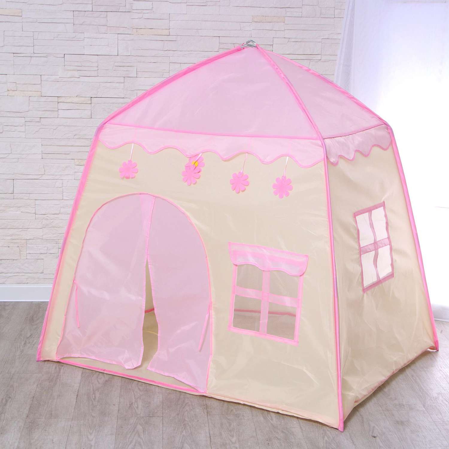 Палатка Zabiaka детская игровая «Домик» розовый 130×100×130 см - фото 3