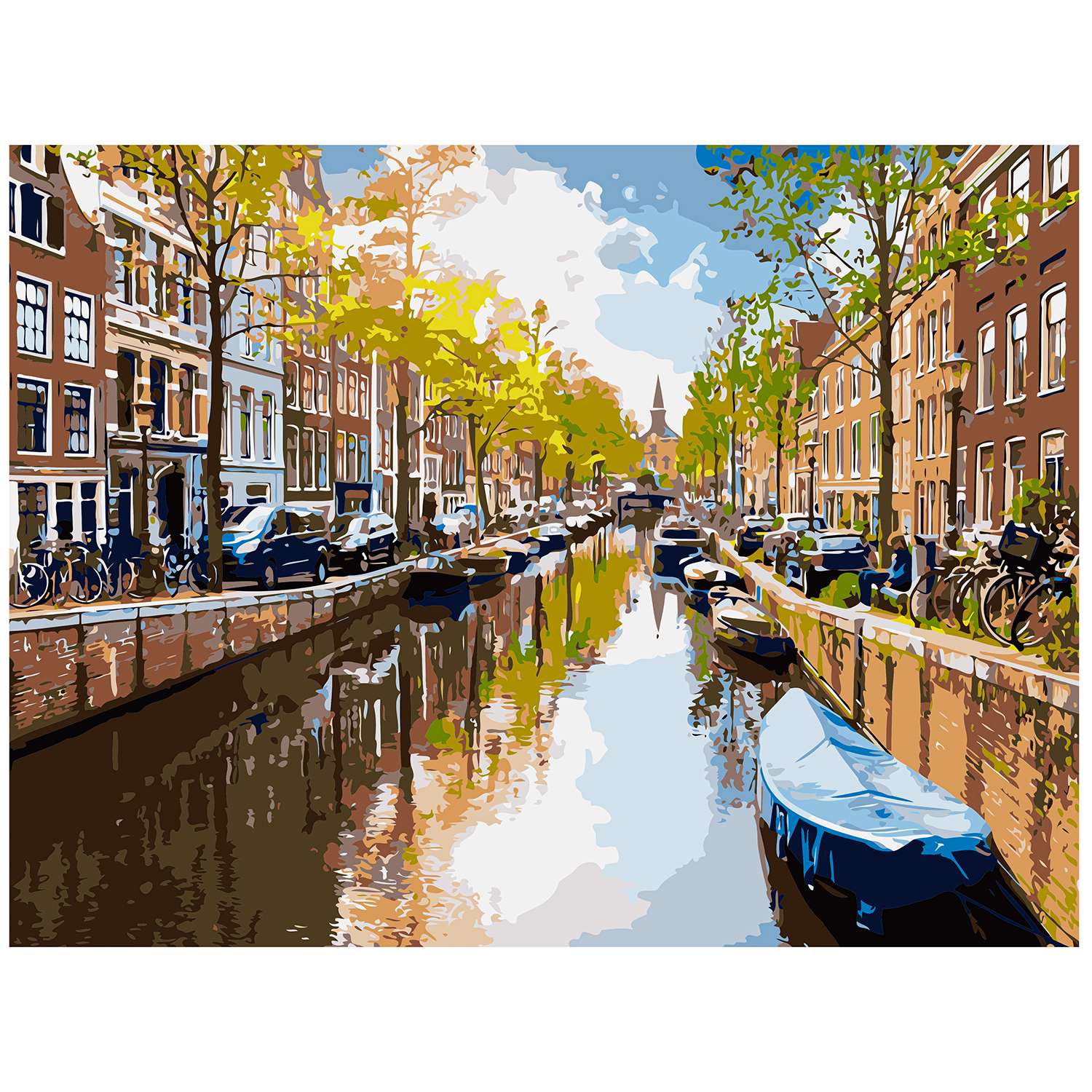 Картина по номерам Рыжий кот Канал в Амстердаме на рассвете Х-6476 - фото 1