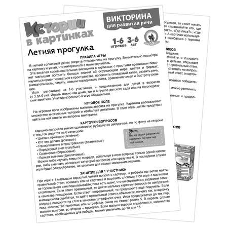 Игра Русский стиль настольная Викторина Истории в картинках Летняя прогулка 53146