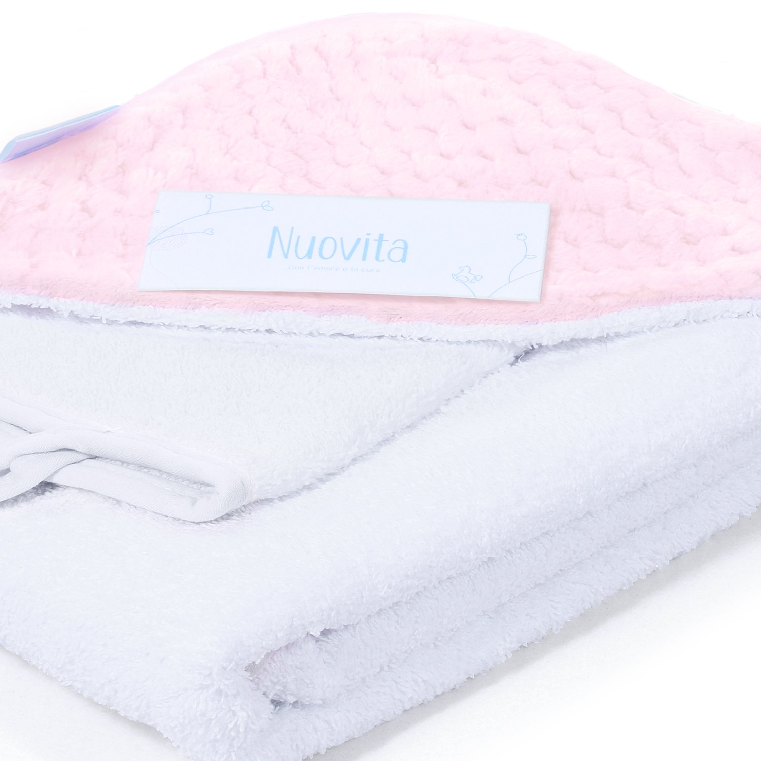 Полотенце Nuovita Grazia Соты с уголком и рукавицей Бело-Розовый - фото 4