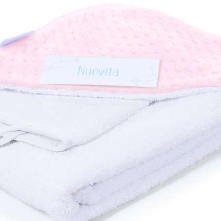Полотенце Nuovita Grazia Соты с уголком и рукавицей Бело-Розовый