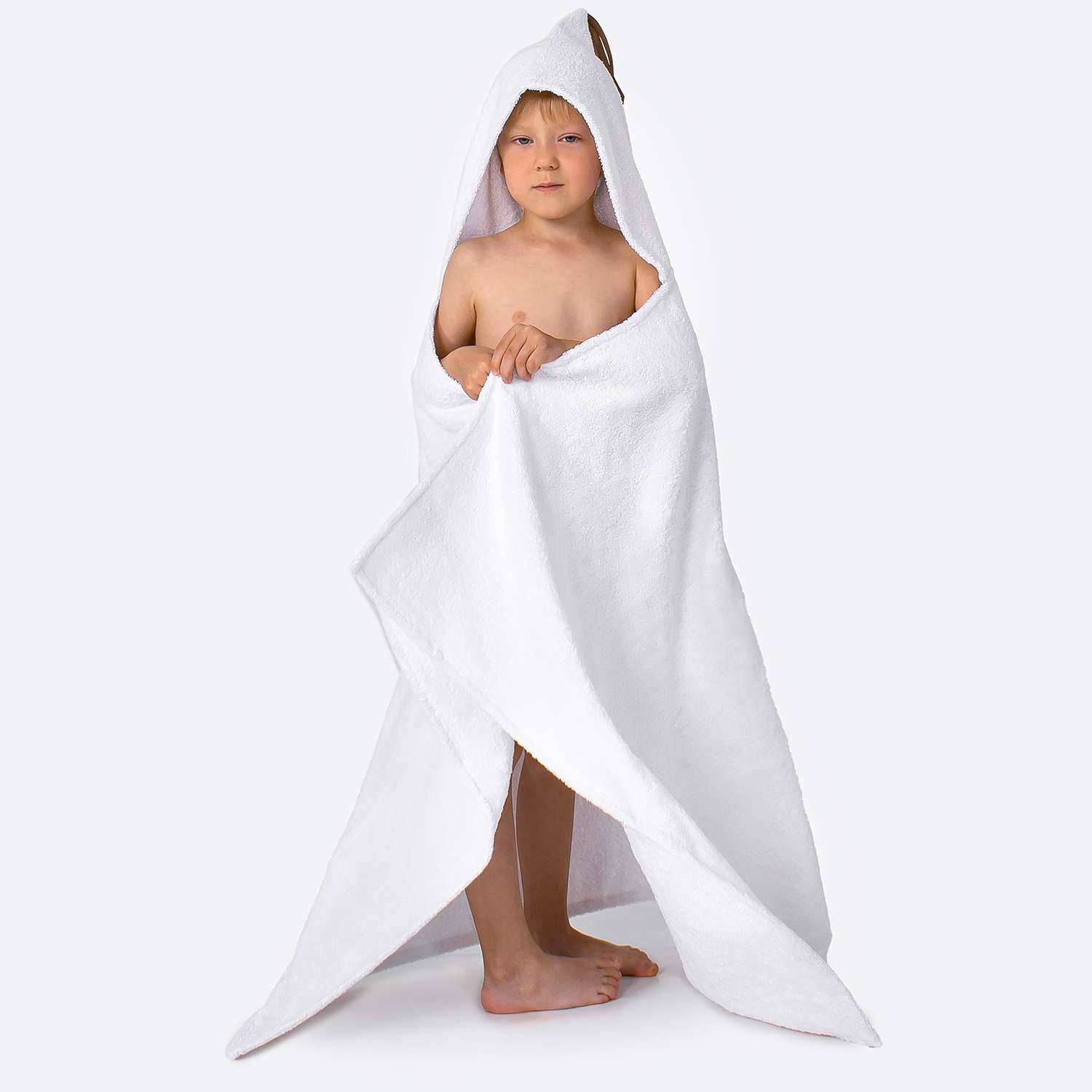 Полотенце с капюшоном BabyBunny Белое XL - фото 4