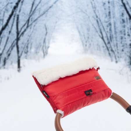 Муфта для коляски Nuovita меховая Alaska Bianco Красный