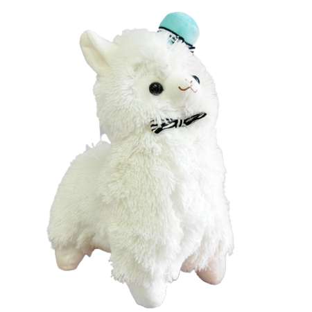 Мягкая игрушка Super01 Белая альпака в шляпке 35 см