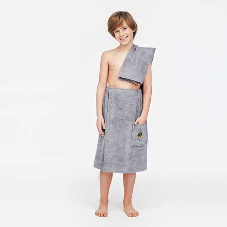 Комплект для бани Forsalon детский махровый килт и полотенце серый
