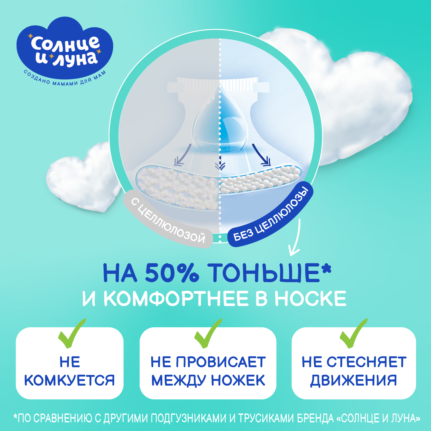 Трусики Солнце и луна одноразовые для детей 5/XL 13-20 кг mega-pack 50шт - фото 4