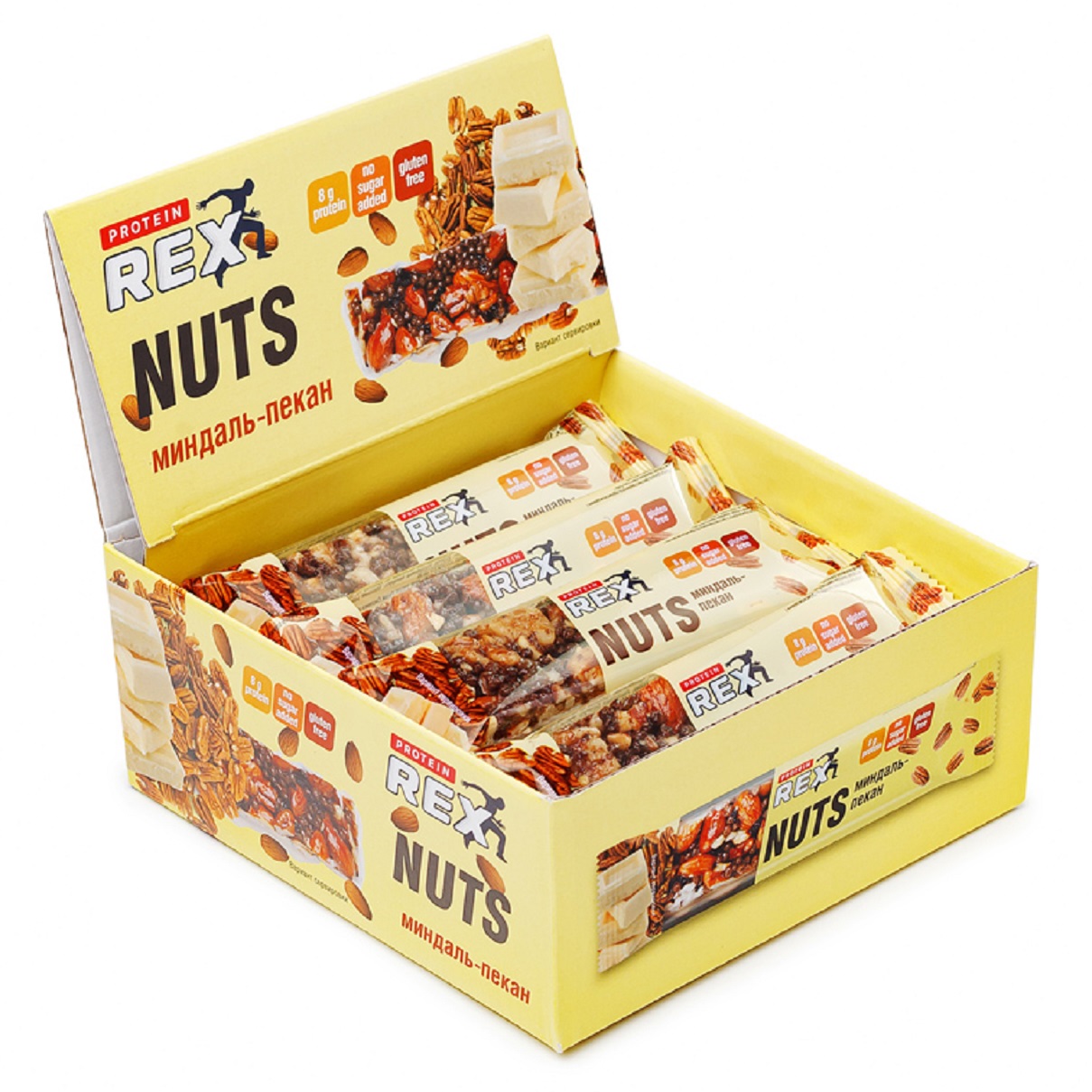 Протеиновый батончик ProteinRex Nuts миндаль-пекан 12шт - фото 2