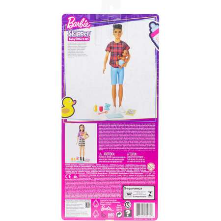 Набор Barbie Няня кукла брюнетка +аксессуары GRP14