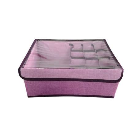 Короб для хранения Rabizy с ячейками и прозрачной крышкой розовый