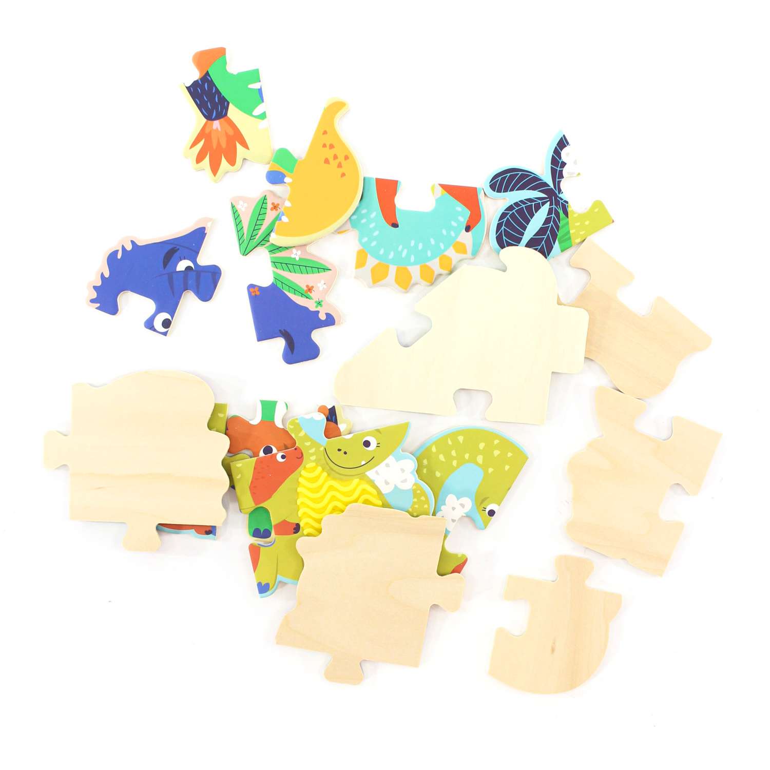 Деревянный пазл Avenir для малышей с текстурными вставками динозавр 4 пазла по 4 элемента - фото 6